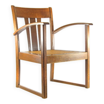 Antique Art Nouveau oak armchair Austria / Germany c.1910