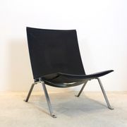 PK22 chair in black leather Poul Kjærholm for Fritz Hansen