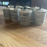 Series of eight vintage Salins spice jars