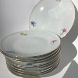 10 assiettes dessert porcelaine décor fleurs Melitta