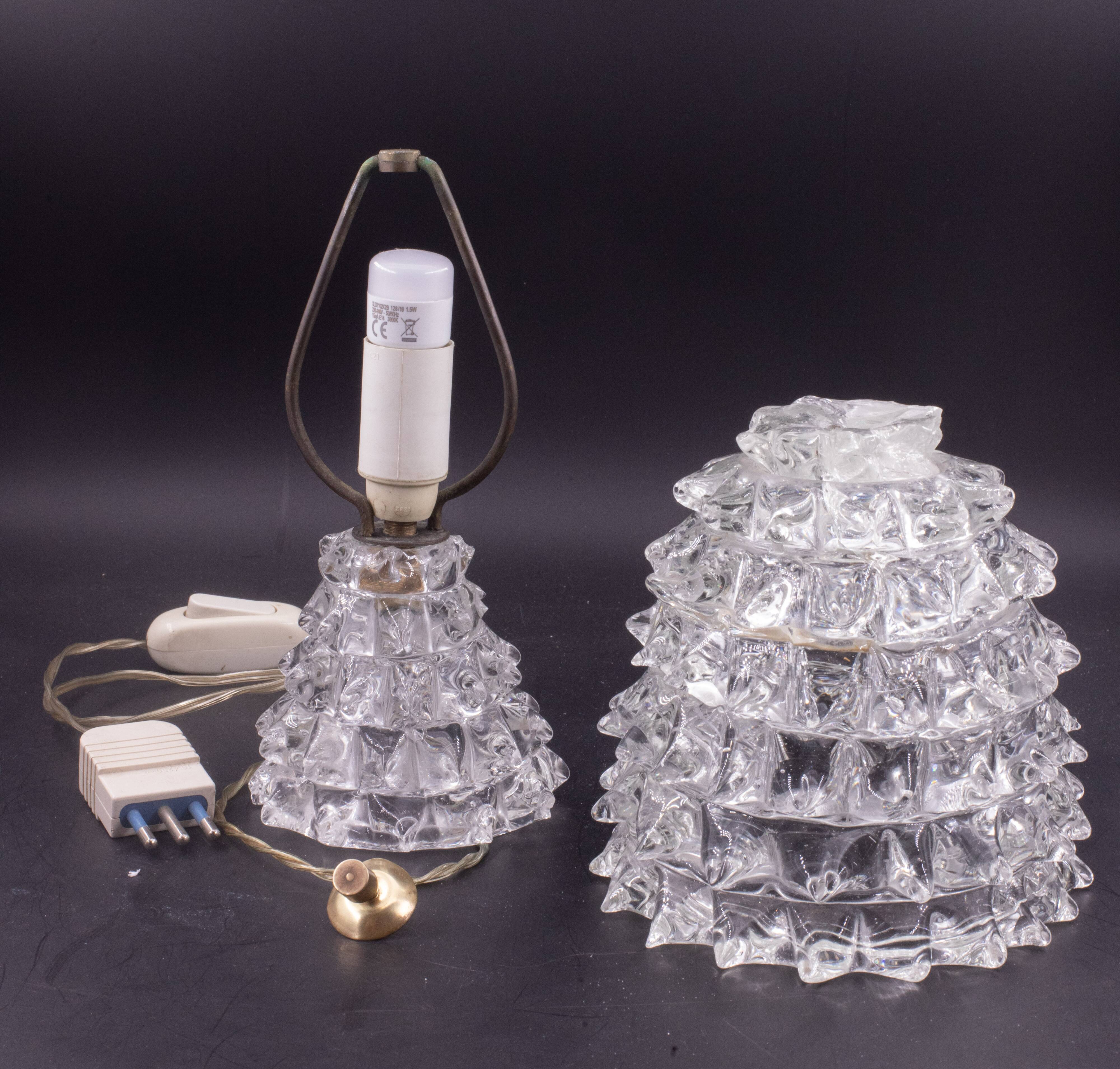 Elegant Table Lamp in Rostrato Murano Glass Vase for Barovier & Toso, 1940s