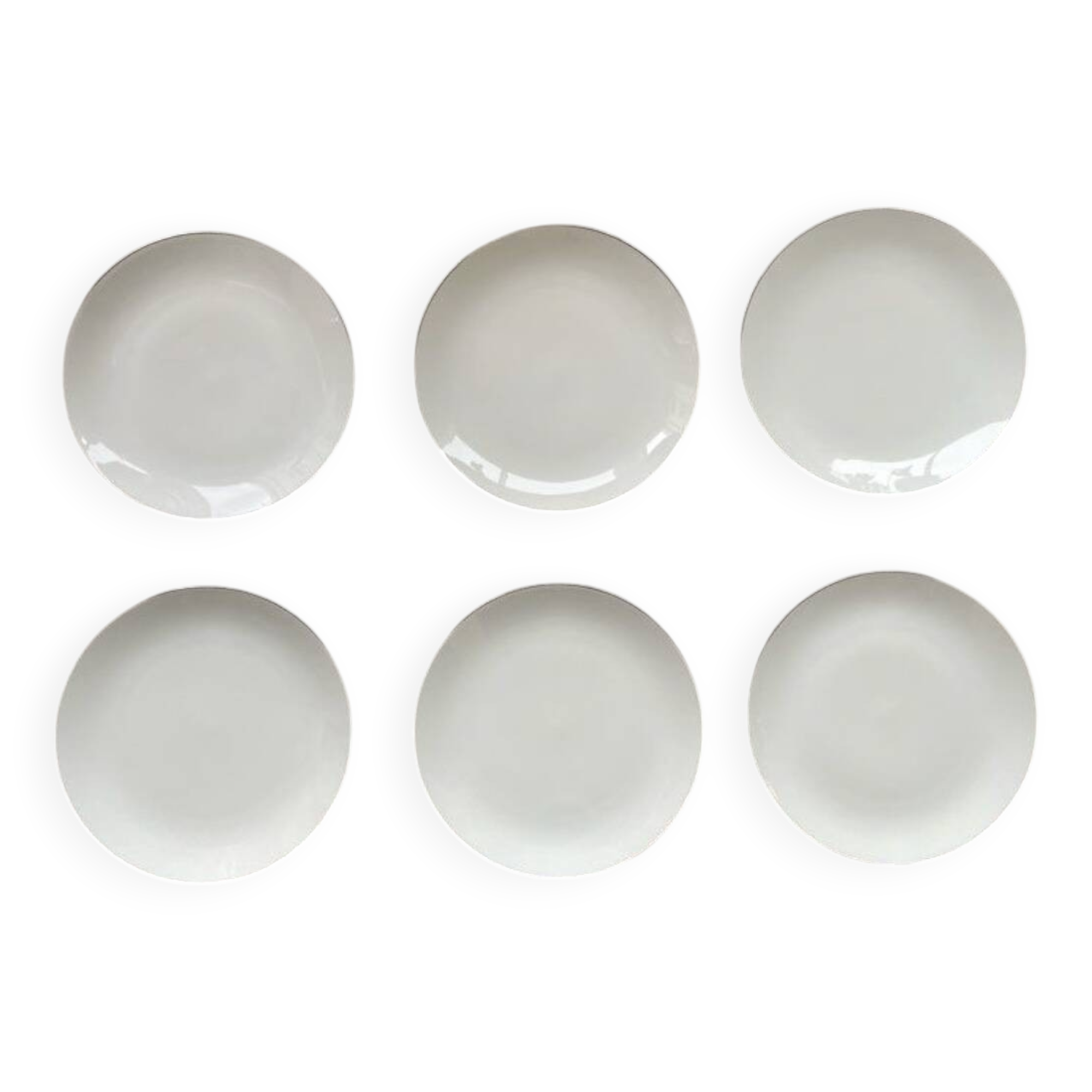 Dessert set – 6 white porcelain plates with silver trim – Seltm