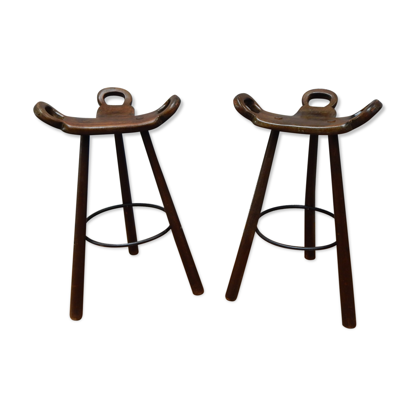 Pair tripod bar stool vintage scandinavian design
