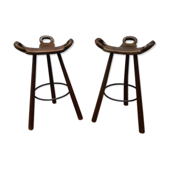 Pair tripod bar stool vintage scandinavian design