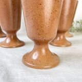 6 Vintage Mazagrans in speckled stoneware Sarreguemines France from the 1950s