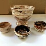 Set bowl and cups in land mixed Ancel pottery.