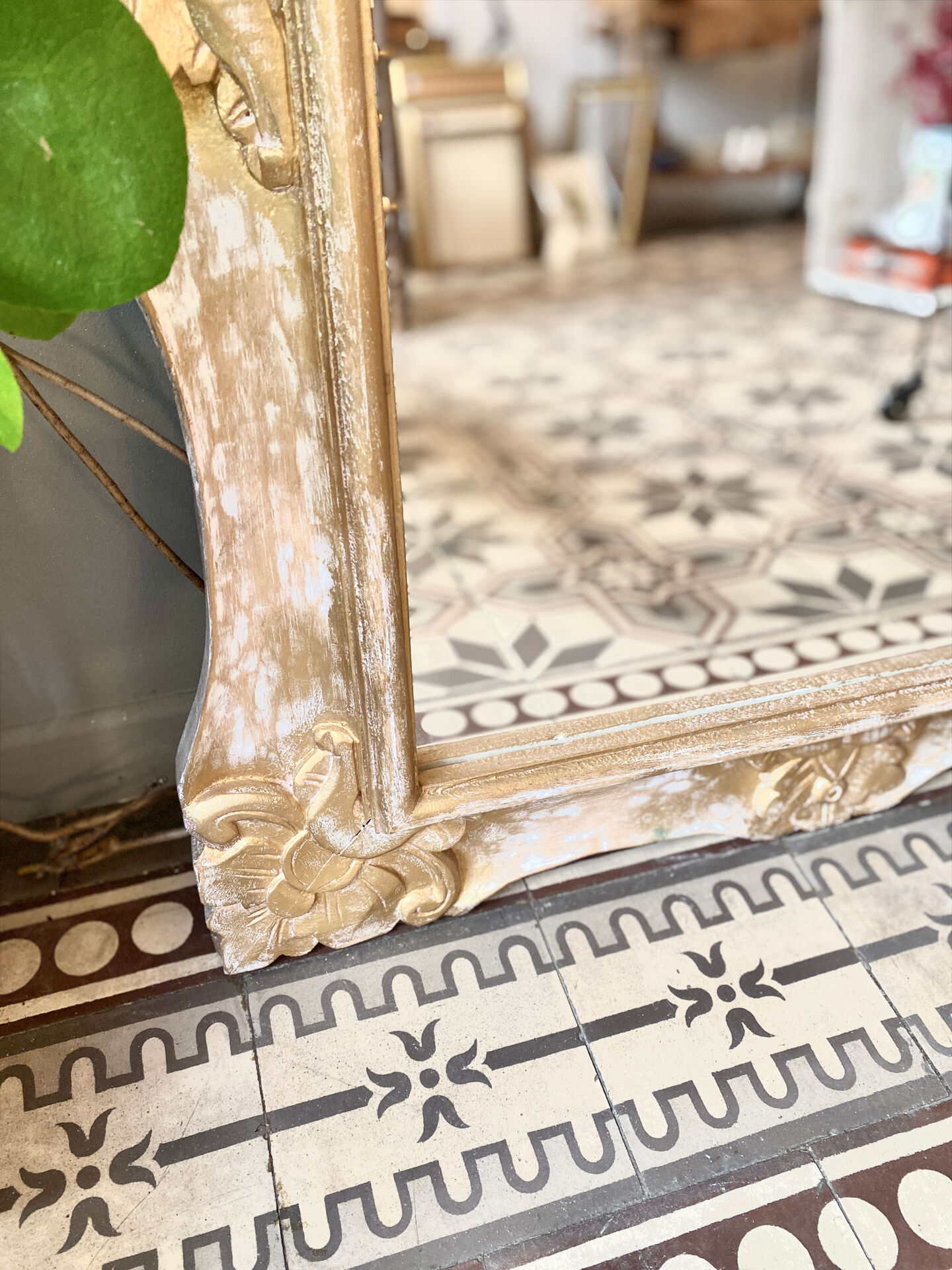 Large gilded wooden mirror