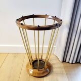 Porte-parapluie en bois et laiton, années 1950