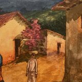 Tableau ancien, paysage Mexicain, signé XX siècle