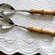 Serving cutlery with bamboo and stainless steel handles