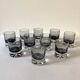 10 smoked glass aperitif glasses, 1960s-1970s