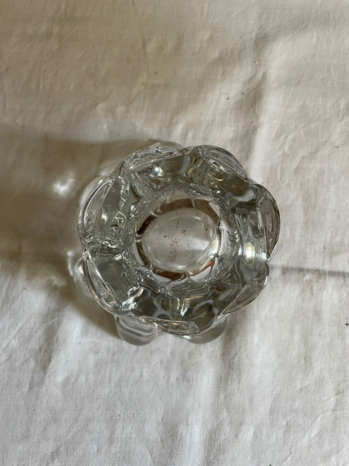 Crystal tulip vase sign Daume France