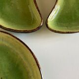 Set of 6 plates of green glazed earth Etienne Noël in Dieulefit 1950