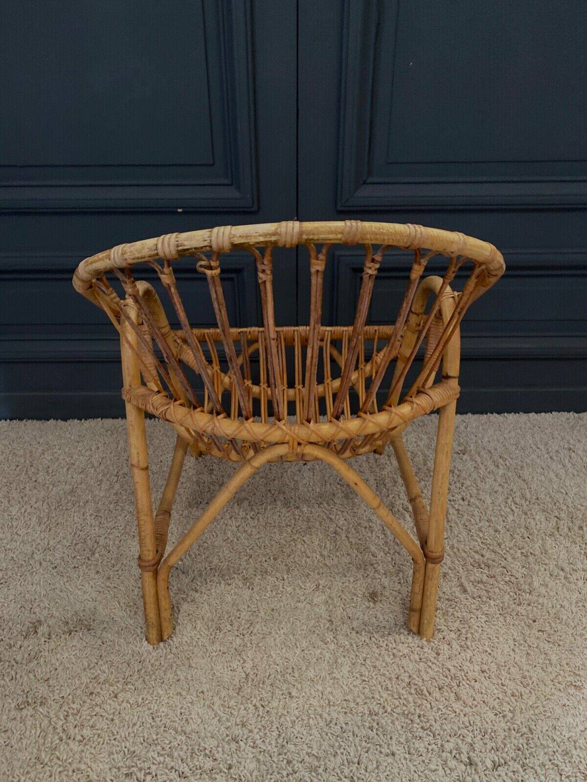 Paire de fauteuils en rotin, travail français 1960
