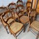Set of 7 antique chairs canning and wood 1900s
