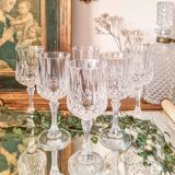 6 crystal stemmed glasses, Cristal d'Arques, Longchamp model