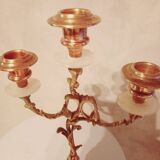 Brass and stone chandelier