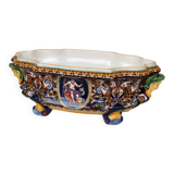 Gien earthenware jardinière, Renaissance model, 20th century.