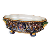 Gien earthenware jardinière, Renaissance model, 20th century.