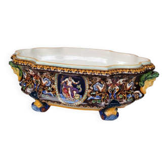 Gien earthenware jardinière, Renaissance model, 20th century.