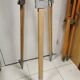Raw / stripped wooden tripod, vintage industrial lamp base