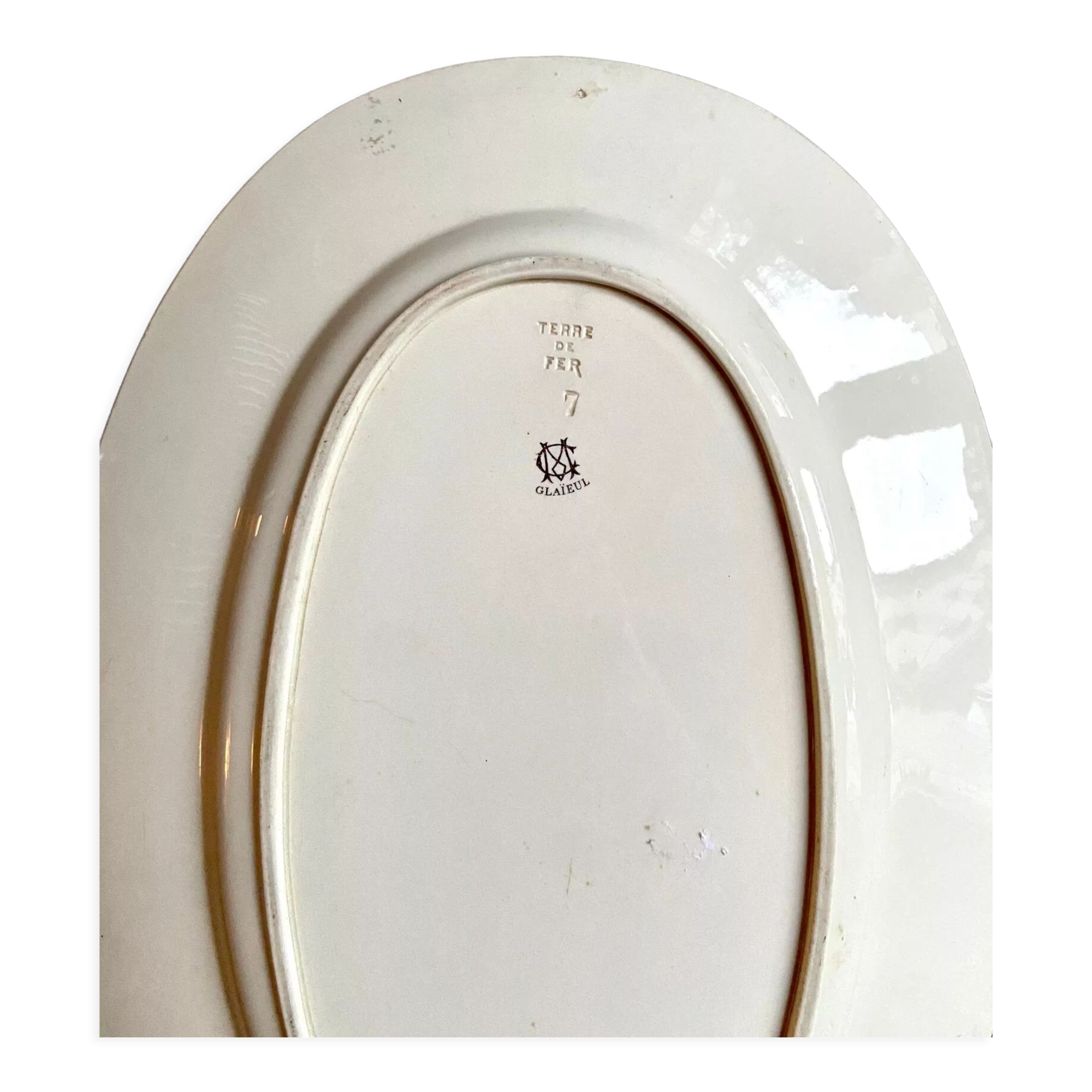 Oval plate in Creil & Montereau iron, "Gladiolus" service