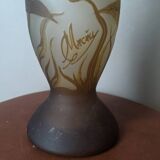 Art Deco glass paste vase signed Macau, Gallé inspiration, plant decoration