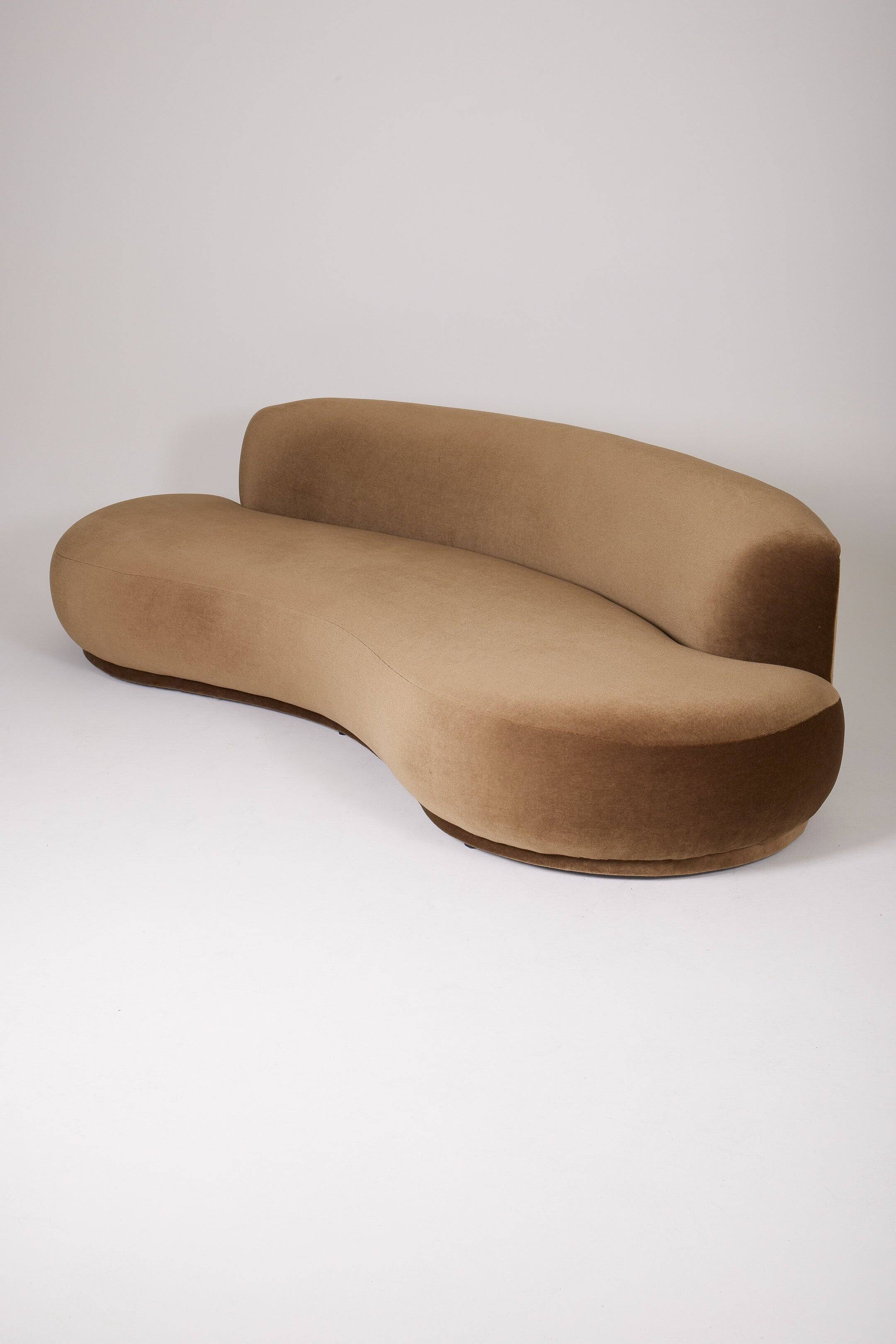 Half-moon mohair velvet sofa