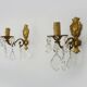 Pair of wall sconces in bronze and glass pendants from the 1970s.