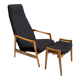 Highback chair with ottoman in black boucle