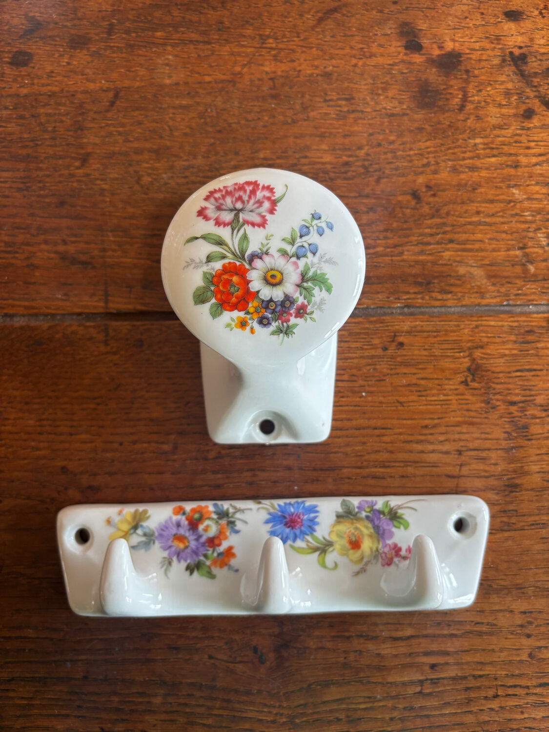 Vintage set of two porcelain coat hooks Champs Élysées Paris