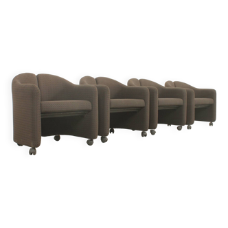 Set of four PS142 armchairs by Eugenio Gerli for Tecno, Italy, 1966.