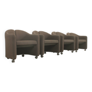 Set of four PS142 armchairs by Eugenio Gerli for Tecno, Italy, 1966.