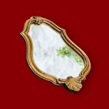Small vintage rockery wall mirror in golden resin