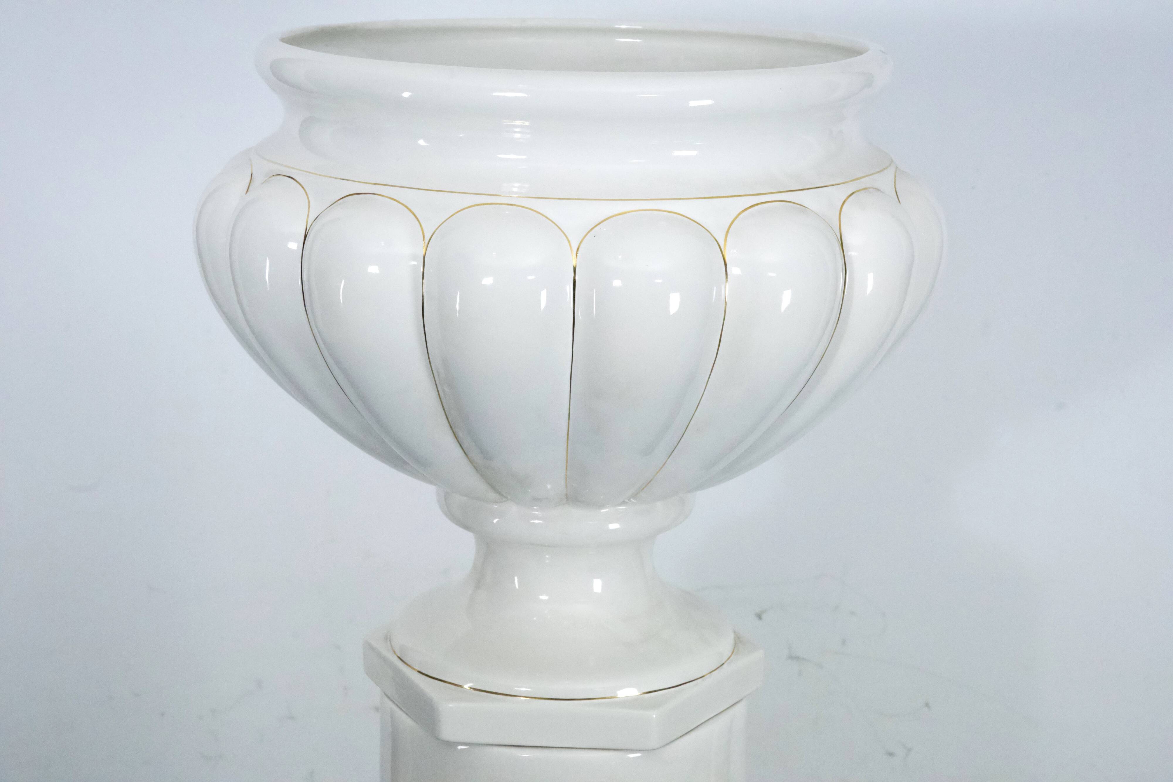 Tommaso Barbi Oversized White Ceramic Vase and Column, Italy 1970