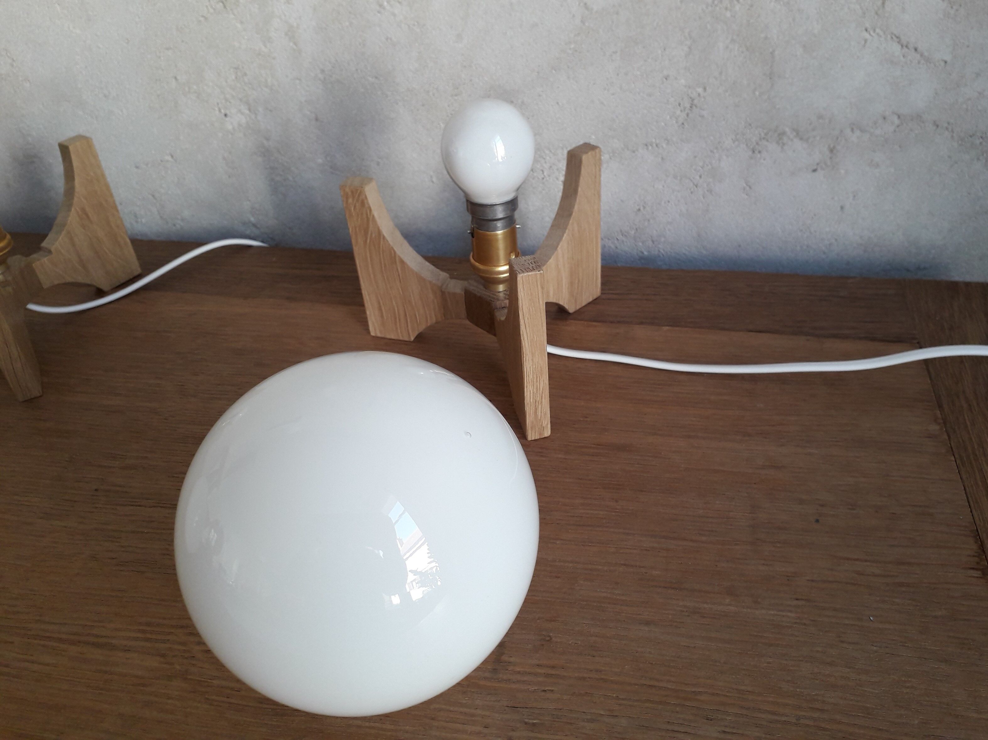 Pair of opaline bedside lamps