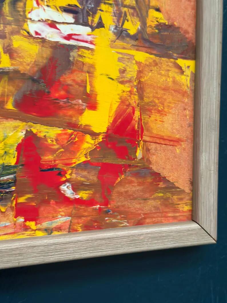 Original Swedish Oil on Panel - 'Komposition' by Daniel Raphaël - Signed - Vintage and Framed - 53 x 38 cm (20.9" x 15")