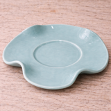 Set of wavy ceramic cup and saucer - sky blue
