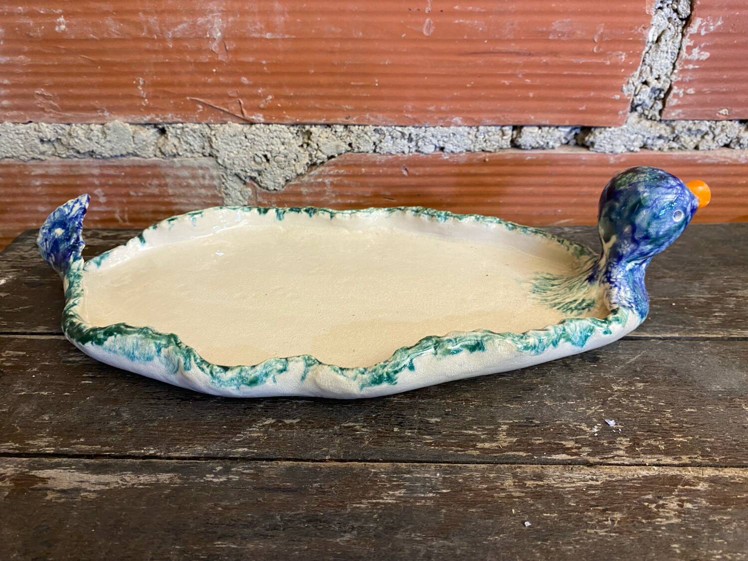 Plate + 6 Duck-Shaped Foie Gras Service Plates, Polychrome Ceramic
