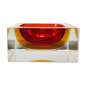 Bol rouge et jaune des années 1960 par Flavio poli pour seguso