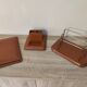 Set accessories office set quilted leather