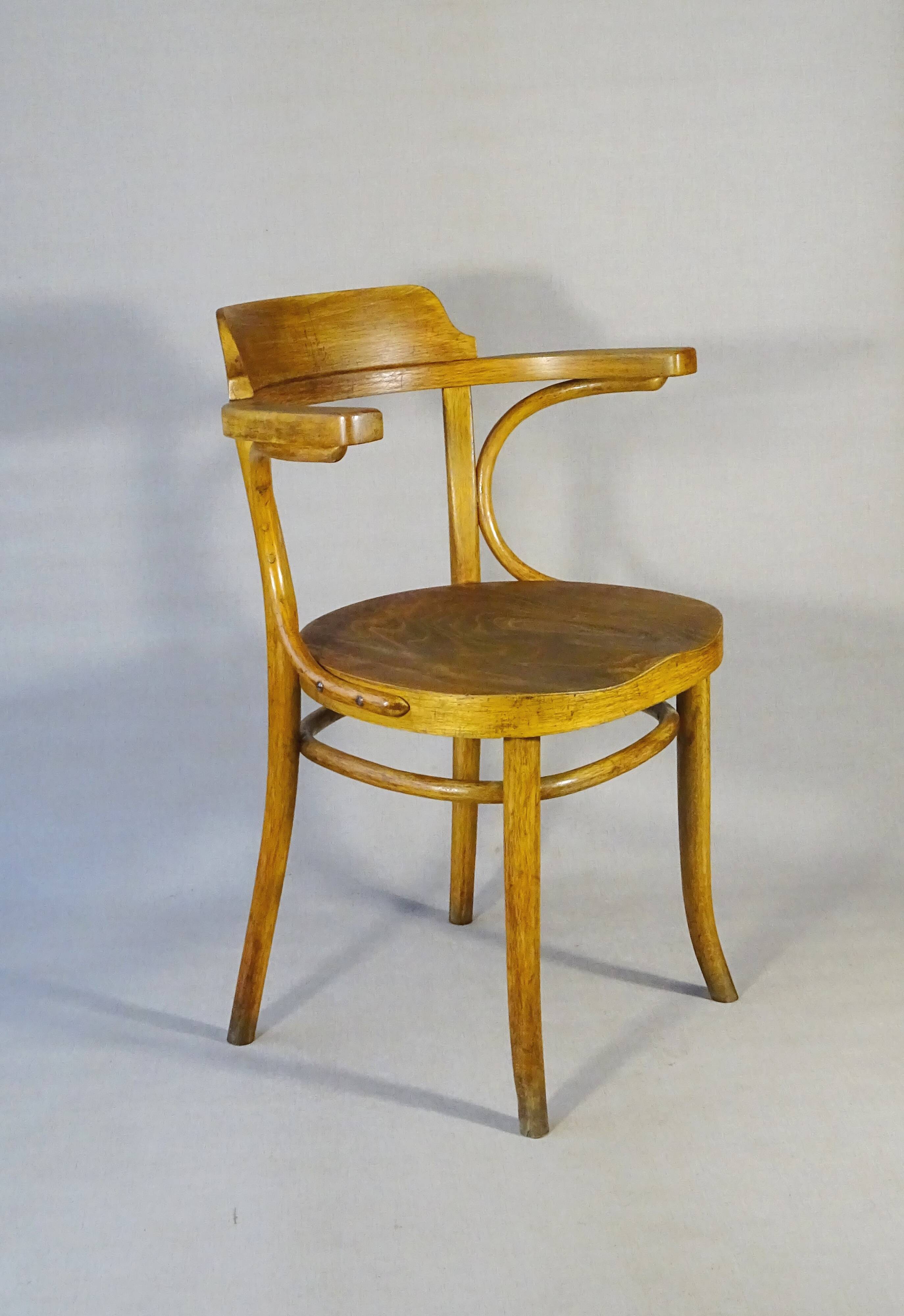 Thonet Bistrot Armchair N°B4 circa 1930 saddle wood seat
