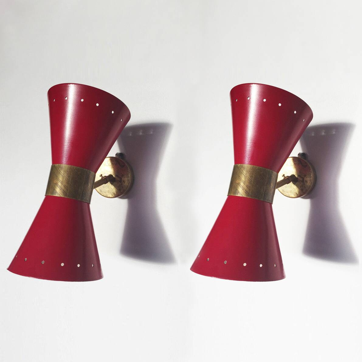 Pair of Italian Diabolo wall lights, 1950s design.