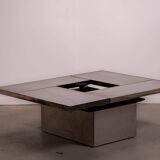 Table basse Belgo en métal brossé chromé