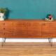 Long Retro Teak 1960s Avalon Mid Century Sideboard On Hairpin Legs
