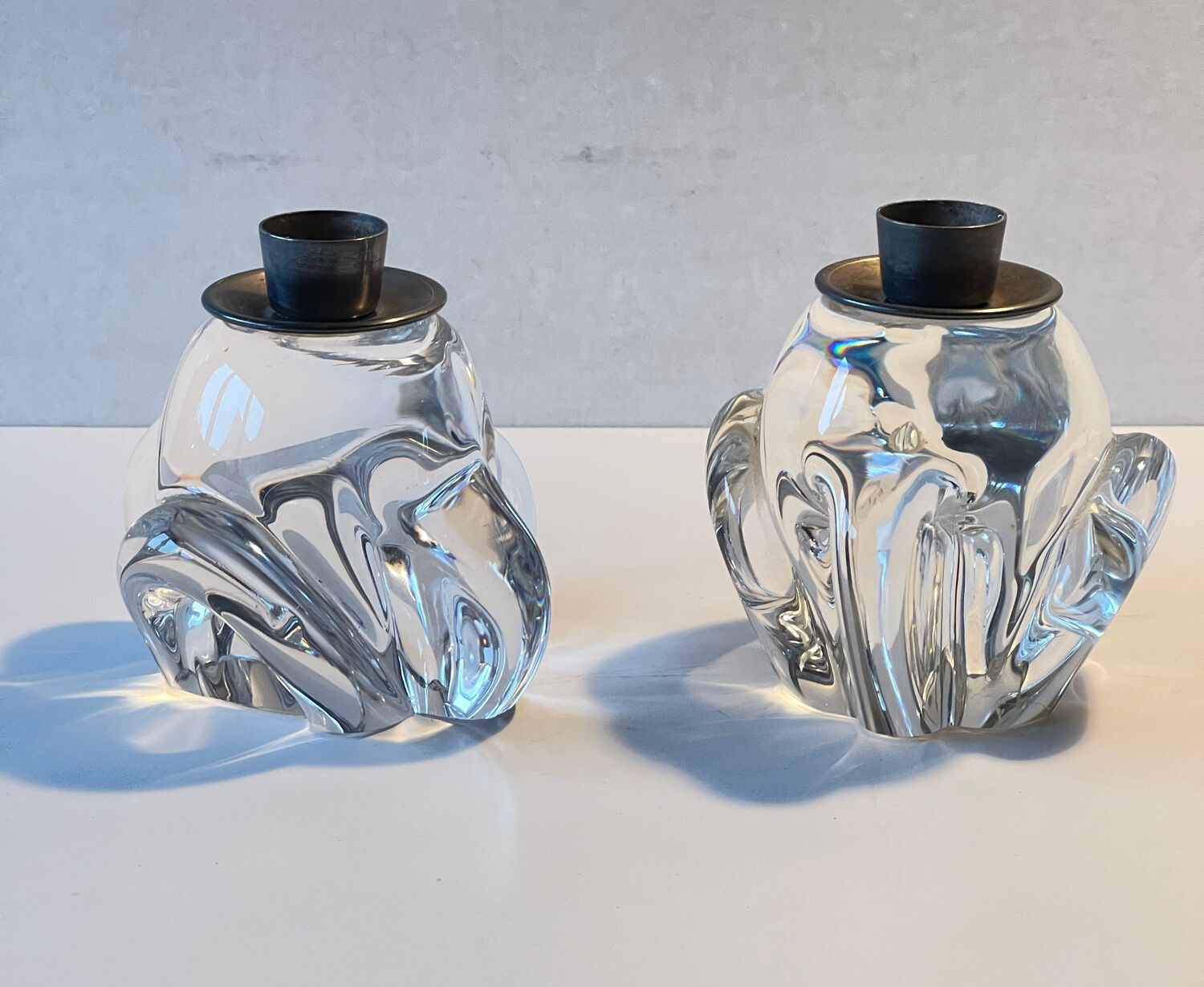 Pair of vintage crystal candle holders