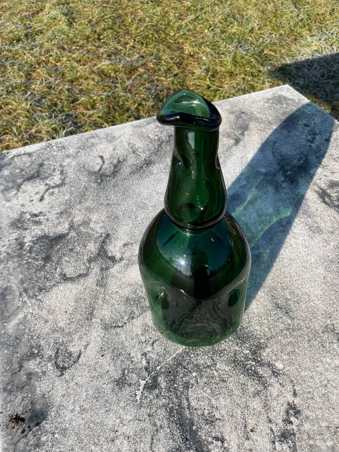 Large blown glass bottle - Vintage 70s - Empoli glassware - Italy