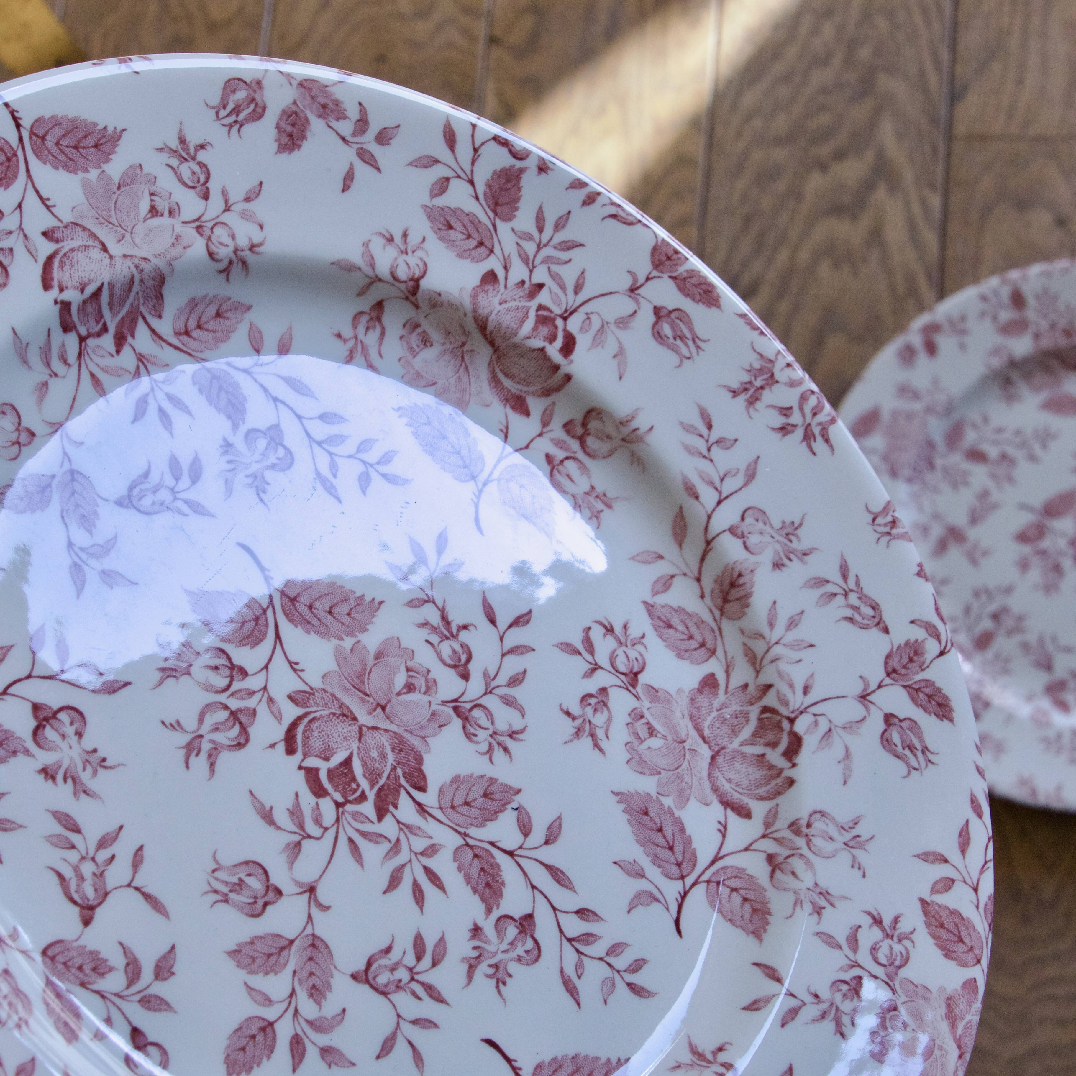 Large EIT England plates decorated with small roses