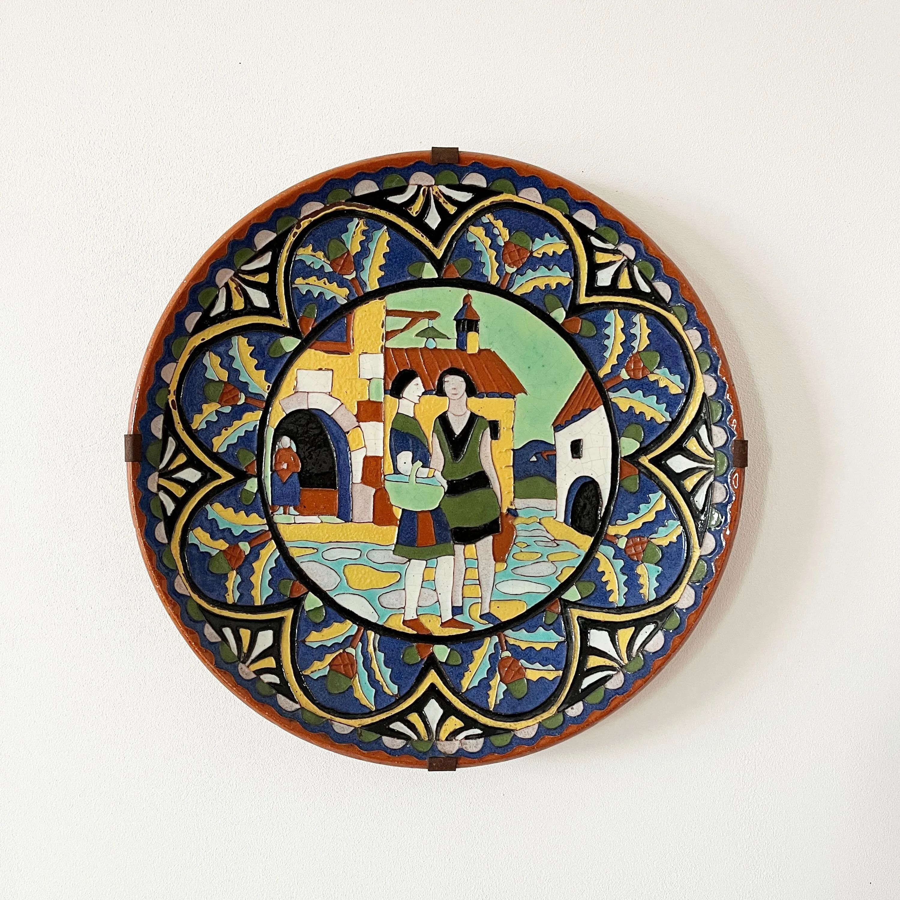 Large glazed terracotta dish