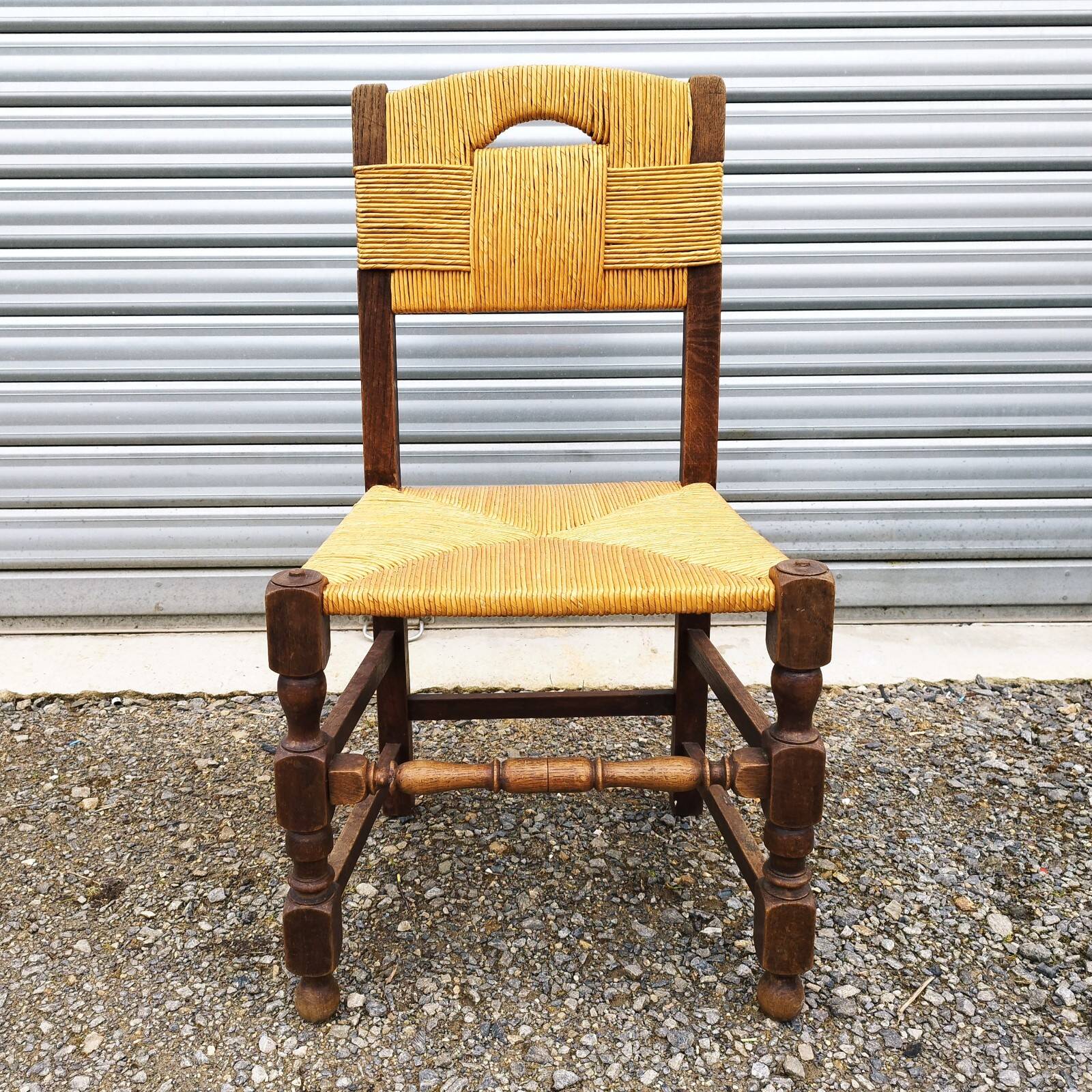 Five (5) vintage design straw chairs